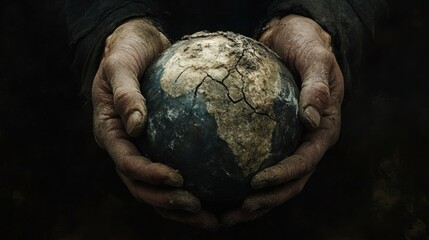 Hands holding a globe, symbolizing care for the Earth and environmental awareness.