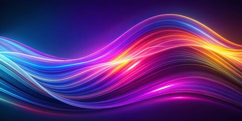 Abstract Background of Flowing Vibrant Neon Lines in a Spectrum of Colors