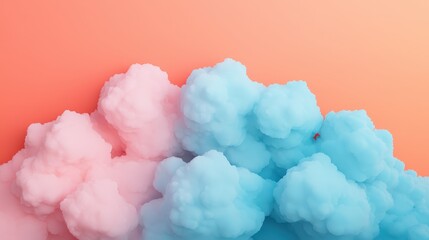 Fototapeta premium Abstract Pink and Blue Cloud Formations on Peach Background
