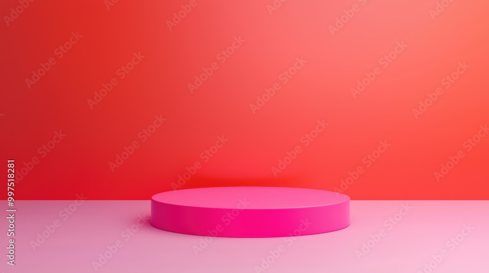 Poster pink platform on gradient background for displaying products or designs.