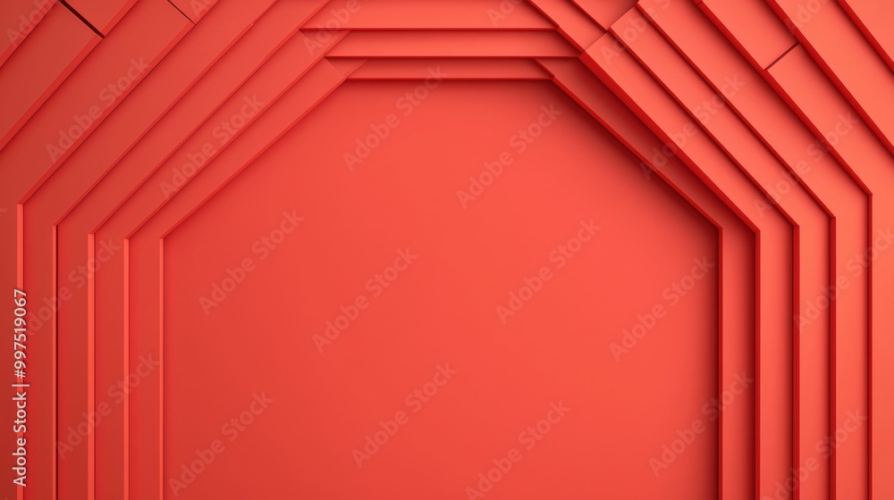 Poster red geometric background design with layered effects and smooth texture.
