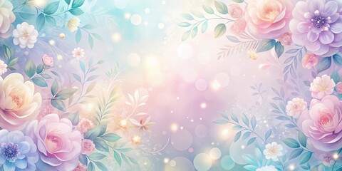 A Delicate Watercolor Dream of Pastel Roses, Soft Leaves, and Sparkling Light