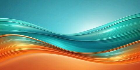 Fototapeta premium Abstract Swirling Pattern of Turquoise and Orange Waves with a Smooth Gradient Background