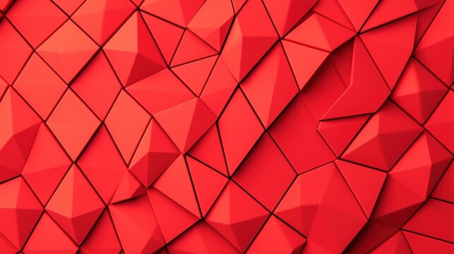 Textured red polygonal background with varying shades and geometric patterns.