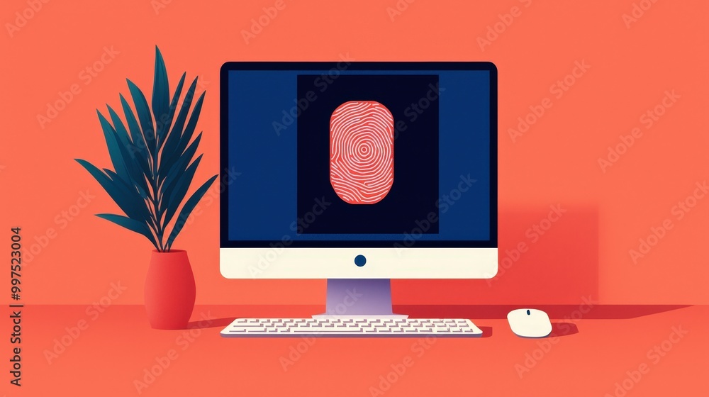 Poster computer security fingerprint scan digital identity protection concept