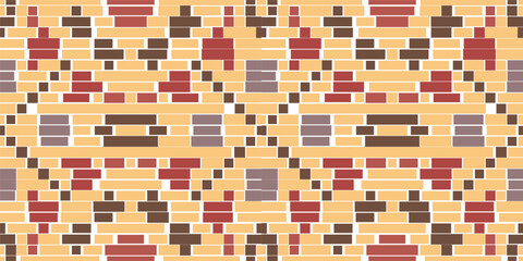 Geometry Shapes Colorful Abstract Geometric Patternfolk Embroidery, Aztec Geometric Ornament Print. Design for Carpet, Wallpaper, Clothing, Wrapping, Fabric