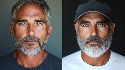 Before and After Split Screen Portrait of a Man