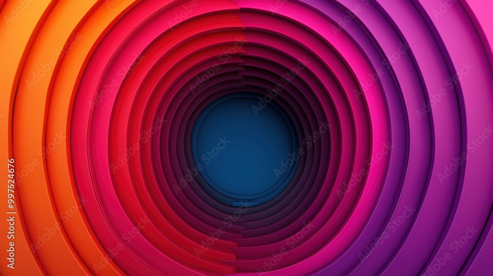 Poster abstract colorful concentric circles on a gradient background.