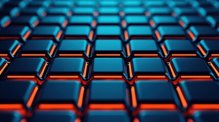Abstract grid of illuminated buttons or keys, vibrant colors, futuristic design.