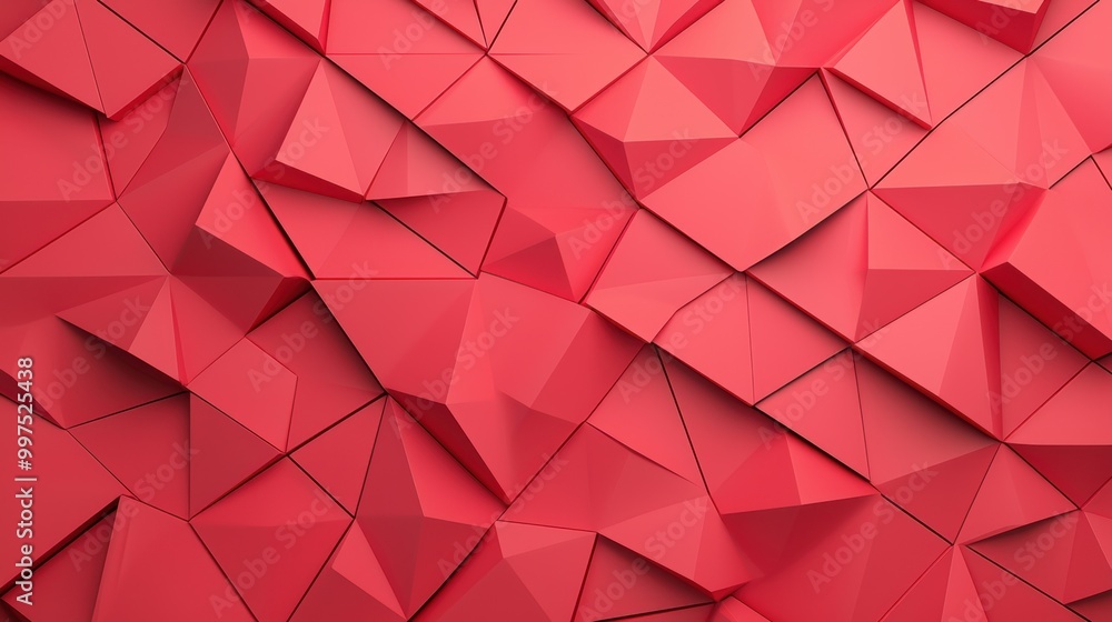 Poster abstract red origami-like texture with sharp angular shapes on surface.