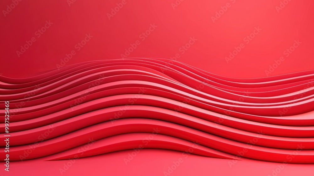 Poster abstract red wave pattern design on a smooth background.