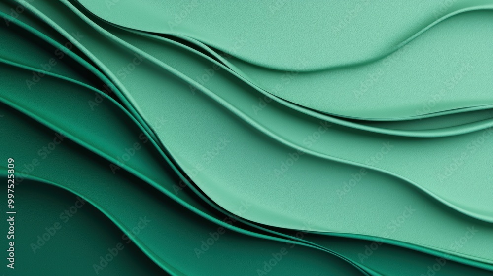 Aufkleber abstract wavy layers in shades of teal and green, creating a calming visual effect.
