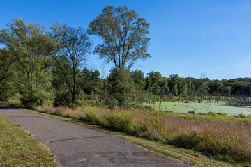 Big Marine Park Reserve ADA accessible walking path trail and natural wetland near Marine On St Croix Minnesota is a Washington County Public Park