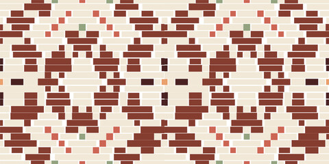Square Ethnic Seamless Patternfolk Embroidery, Aztec Geometric Ornament Print. Design for Carpet, Wallpaper, Clothing, Wrapping, Fabric