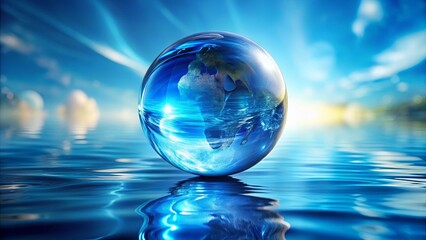 A Crystal Globe Encapsulating the Earth Reflects in Tranquil Waters