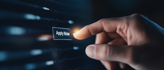 Hand Clicking Apply Now Button on Screen