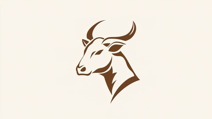 A minimalistic logo design featuring a side view of a cow's head, embodying simplicity and elegance. This logo captures the essence of the cow through clean lines and a refined aesthetic, 