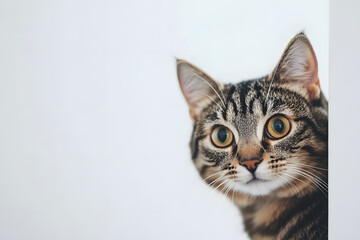 Obraz premium 隙間から顔を覗かせる猫のクローズアップ