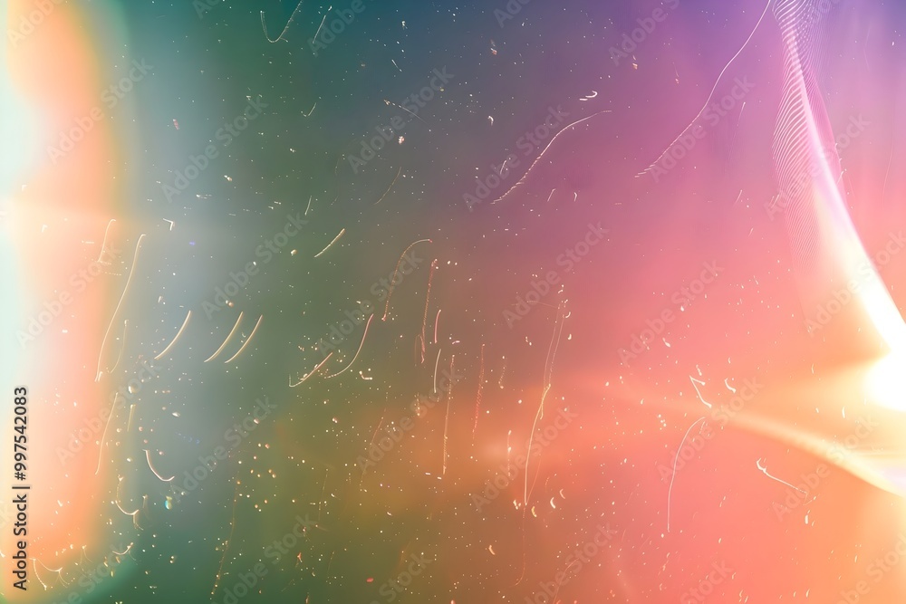 Poster captivating abstract image featuring luminous light leaks and glowing gradients on a sleek dark back