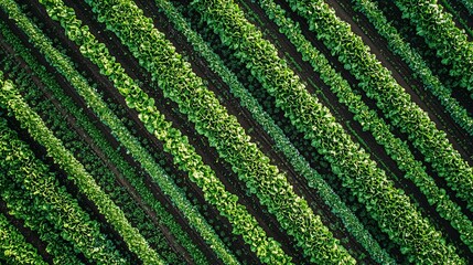 A drone capturing the neat, grid-like arrangement of a vegetable farm from above