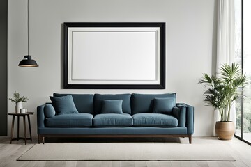 modern living room with sofa, modern interior design, a piece of furniture, a mock-up frame