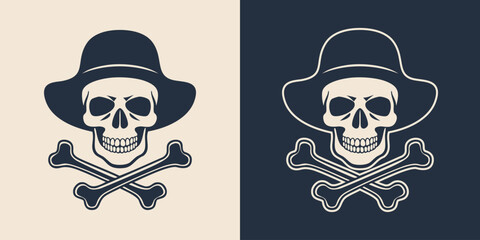 Skull and crossbones monochrome silhouette illustration	