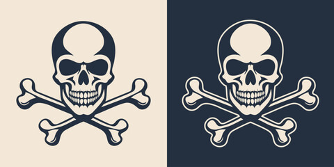 Skull and crossbones monochrome silhouette illustration	