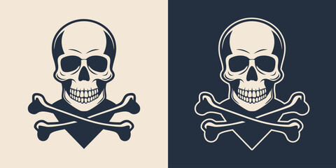 Skull and crossbones monochrome silhouette vector illustration