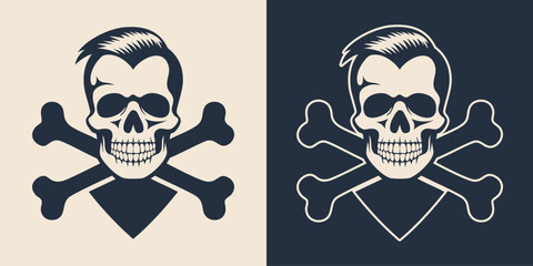 Skull and crossbones silhouette tattoo illustration