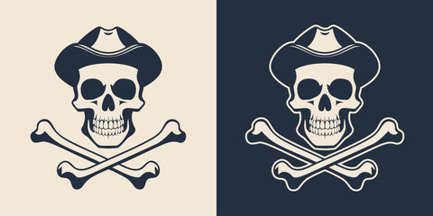 Skull and crossbones silhouette tattoo illustration