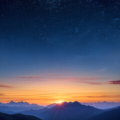 sunset sky with mountains