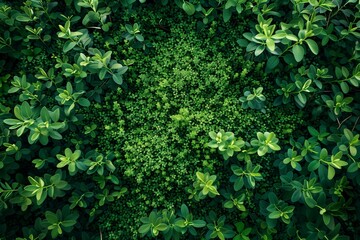 Green leaves and grass background.