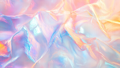 Fototapeta premium Iridescent, holographic patterns in pastel shades, creating a futuristic, dreamy effect that shifts in color and tone