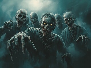 Fototapeta premium Halloween Zombie Scene.
