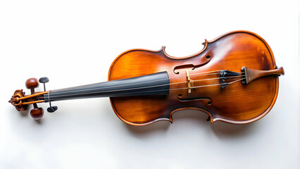 Fototapeta premium Old violin on white background, violin, antique, music, instrument, classic, vintage, string, wooden, melody, bow, sound