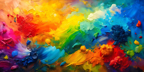 Vibrant abstract oil painting featuring thick brush strokes and a variety of colors , art, painting, abstract