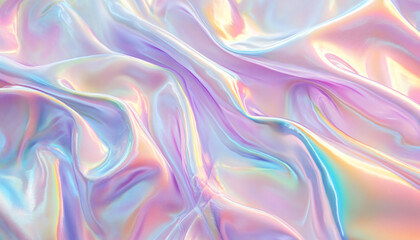 Obraz premium Iridescent, holographic patterns in pastel shades, creating a futuristic, dreamy effect that shifts in color and tone