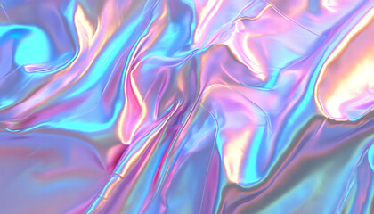 Fototapeta premium Iridescent, holographic patterns in pastel shades, creating a futuristic, dreamy effect that shifts in color and tone