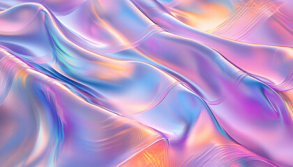 Fototapeta premium Iridescent, holographic patterns in pastel shades, creating a futuristic, dreamy effect that shifts in color and tone