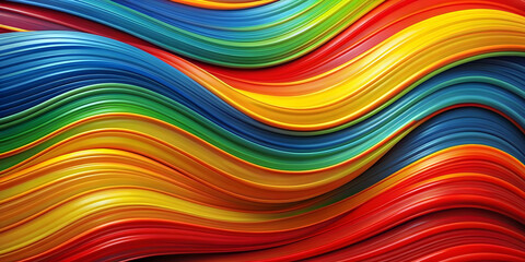 Obraz premium Vibrant abstract painting with dynamic wavy lines in red, blue, yellow, and green , colorful, abstract, painting, dynamic, wavy lines
