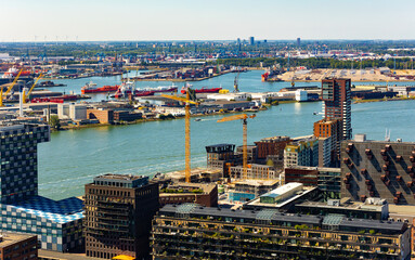 Panorama from industry in the harbor from Rotterdam in the Netherlands