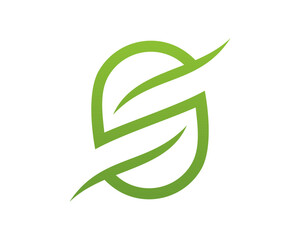 Green leaf forming letter S logo