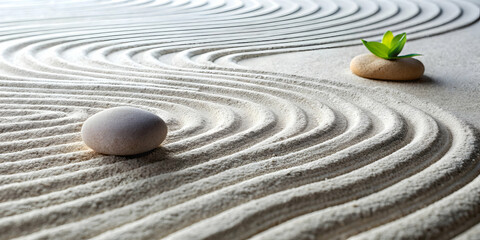 Tranquil Zen pattern with minimalist design incorporating natural elements, meditation, relaxation, balance, simplicity