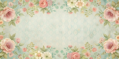 Vintage floral design template with pastel colors and delicate patterns, vintage, floral, design, template, pastel, colors