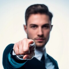 Man Pointing his Hand Towards the Camera