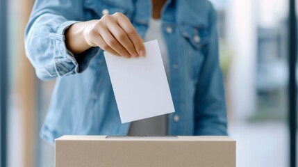 Voting Process with Ballot Box and Hand In Action
