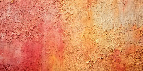 Abstract background of a textured concrete wall in shades of cherry pink, red, orange, peach, beige, and creamy hues , concrete