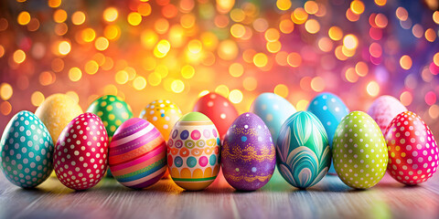 Decorative colourful Easter eggs on a festive background, Easter, background, decorative, colourful, eggs, holiday