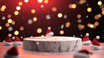 Elegant 3D Marble Podium with Festive Atmosphere