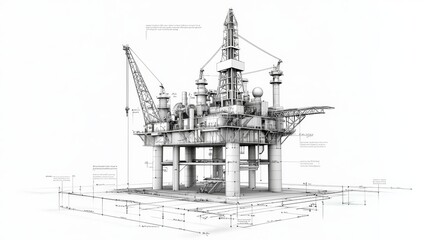 Obraz premium Detailed Illustration of an Oil Rig Structure